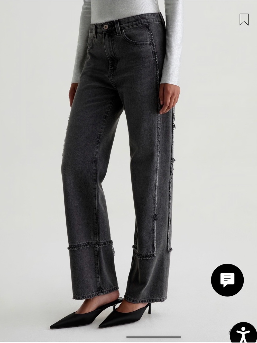 AG Brinley overnight faded black frayed panel jeans size 27 New!